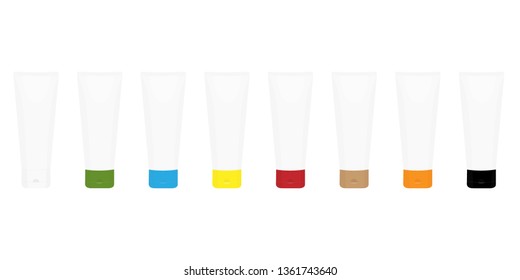 White plastic tube collection for medicine or cosmetics - cream, gel, skin care, toothpaste. 