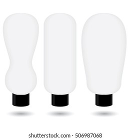 White plastic tube of cream, cosmetic package isolated on white background.