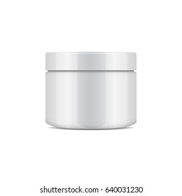 White plastic tube with round cap. Vector packaging mock up template. Front view for your design