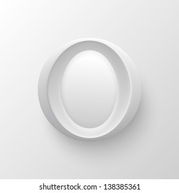 White plastic vector letter round button