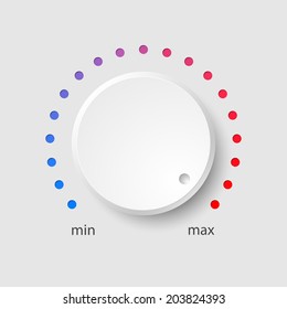 White plastic volume control with colorful dial