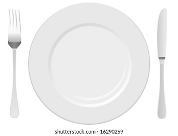 White plate with cutlery