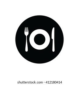 White plate fork knife icon vector illustration. 