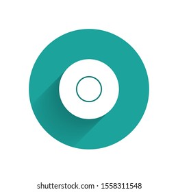 White Plate icon isolated with long shadow. Cutlery symbol. Restaurant sign. Green circle button. Vector Illustration