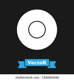 White Plate icon isolated on black background. Cutlery symbol. Restaurant sign.  Vector Illustration