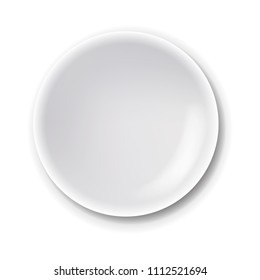 White Plate Isolated White Background With Gradient Mesh, Vector Illustration
