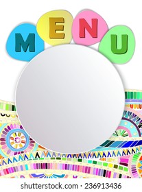 White Plate isolated on White Background for Restaurant Kids Menu. Vector Illustration. Design Template.