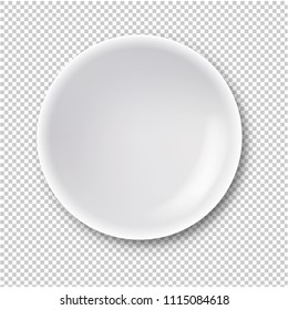 White Plate Isolated Transparent Background With Gradient Mesh, Vector Illustration
