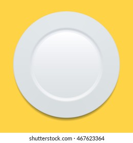 White plate isolated vector illustration
