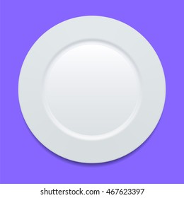 White plate isolated vector illustration