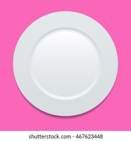 White plate isolated vector illustration