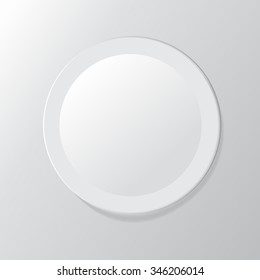White plate on gray background. Vector illustration.