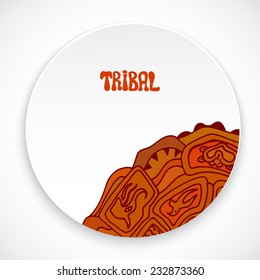 White plate with a print style tribal isolated on white background. Vector illustration.