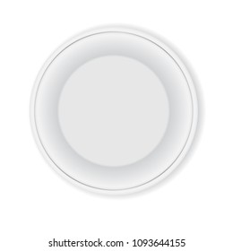 White plate with silver decoration isolated on a white background