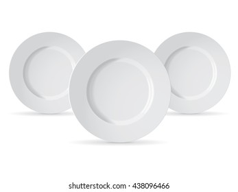 White plate for your design and logo. Mock Up Vector Template
