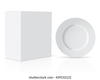 White plate for your design and logo. Mock Up Vector Template