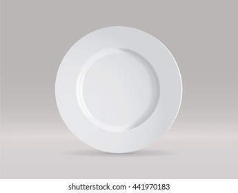 White plate for your design and logo. Mock Up Vector Template
