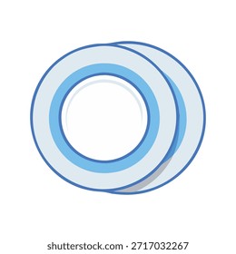 white plates with blue trim vector illustration