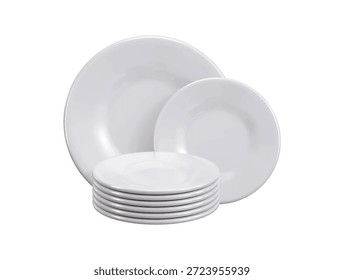 Placas blancas en el icono de las pilas Concepto de render 3d de la pila de la Ilustración vectorial blanca del icono de la pila del plato de la cocina limpia