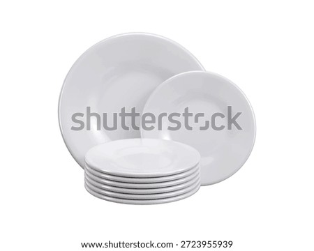 White plates in stacks icon 3d render concept of Pile of white clean kitchen dish plate stack icon vector illustration