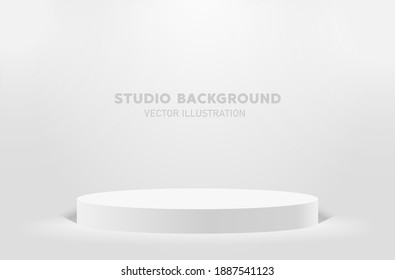 White platform or empty pedestal. Podium for product. Vector illustration