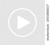 White Play button icon on transparent background. Video player sign. Circle start arrow symbol in vector flat. Vector illustration. Eps file 641.