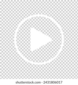 White Play button icon on transparent background. Video player sign. Circle start arrow symbol in vector flat. Vector illustration. Eps file 641.