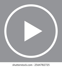 White Play button icon on transparent background. Video player sign. Circle start arrow symbol in vector flat. Vector illustration.