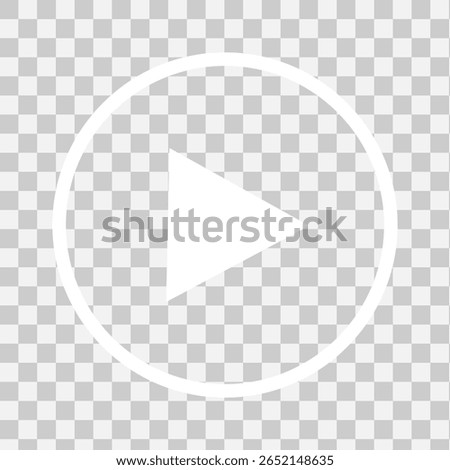 White Play button icon on transparent background. Video player sign. Circle start arrow symbol in vector flat. Vector illustration. Eps file 641.