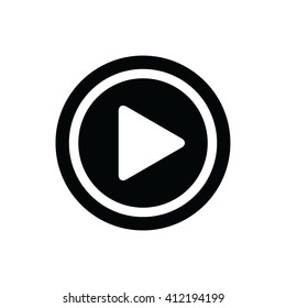 White play button vector icon. 