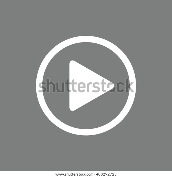 White play\
button vector icon. Gray\
background