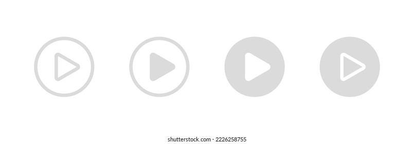 White play buttons web icons set. Video and music media interface design flat. Vector isolated illustration