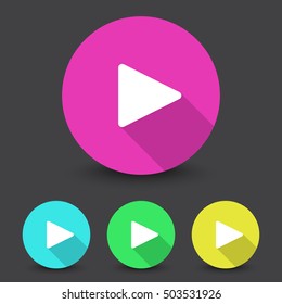 White Play icon in different colors set