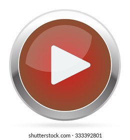 White Play icon on red web app button