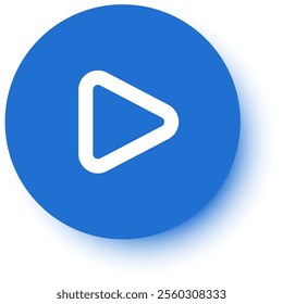 White play symbol is displayed on a blue round button, creating a simple yet effective visual representation of starting or continuing media playback