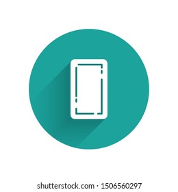 White Playing card back icon isolated with long shadow. Casino gambling. Green circle button. Vector Illustration
