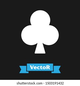 White Playing card with clubs symbol icon isolated on black background. Casino gambling.  Vector Illustration