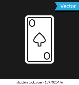 White Playing card with diamonds symbol icon isolated on black background. Casino gambling.  Vector Illustration