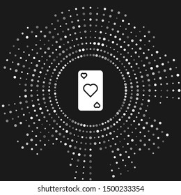 White Playing card with heart symbol icon isolated on grey background. Casino gambling. Abstract circle random dots. Vector Illustration