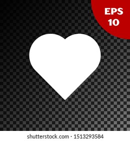 White Playing card with heart symbol icon isolated on transparent dark background. Casino gambling.  Vector Illustration