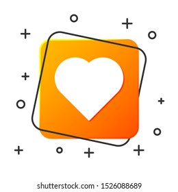 White Playing card with heart symbol icon isolated on white background. Casino gambling. Orange square button. Vector Illustration