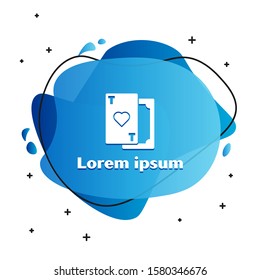 White Playing card with heart symbol icon isolated on white background. Casino gambling. Abstract banner with liquid shapes. Vector Illustration