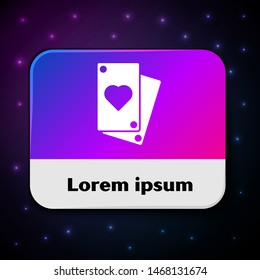 White Playing card icon isolated on black background. Rectangle color button. Vector Illustration