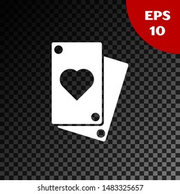 White Playing card icon isolated on transparent dark background.  Vector Illustration