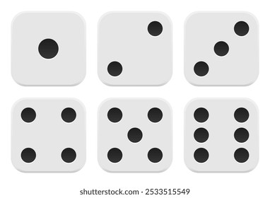 White playing dice. Gaming cubes from one to six points. Vector Illustration.