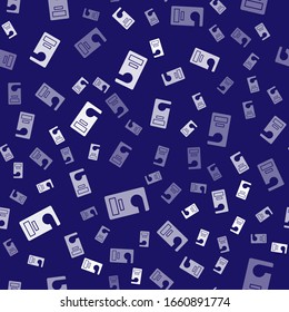 White Please do not disturb icon isolated seamless pattern on blue background. Hotel Door Hanger Tags.  Vector Illustration