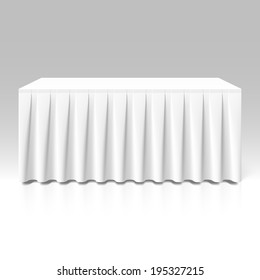 White pleated table-skirting. Vector.