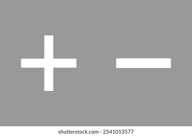 Vetor de ícone branco de adição e subtração para aplicativo móvel e Web. vetor isolado de botão de adição e subtração. Símbolo matemático básico. Ícone de adição e subtração definido. Ilustração vetorial. Arquivo Eps 30.