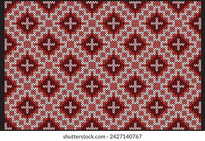 White plus sign shape in middle red square.Continued white square pattern.Trendy.Modern shape.Flower shape.Seamless pattern.Gradient.Design for skirt.Scarf.Clothes.Carpet.Printing.All knitting work.