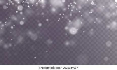 White png dust light. Bokeh light lights effect background. Christmas background of shining dust Christmas glowing light bokeh confetti and spark overlay texture for your design.	
